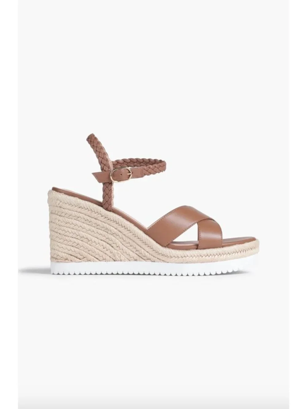 Stuart Weitzman Mykonos Espadrille Braided Leather Wedge Brown Womens Size 10